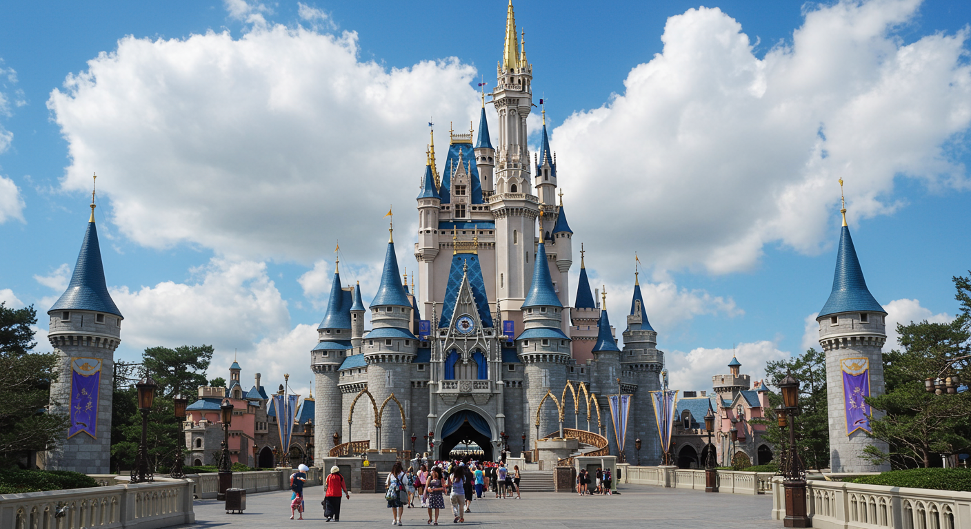 Disney's famous castle at the fairytale Magic Kingdom theme park in Orlando.