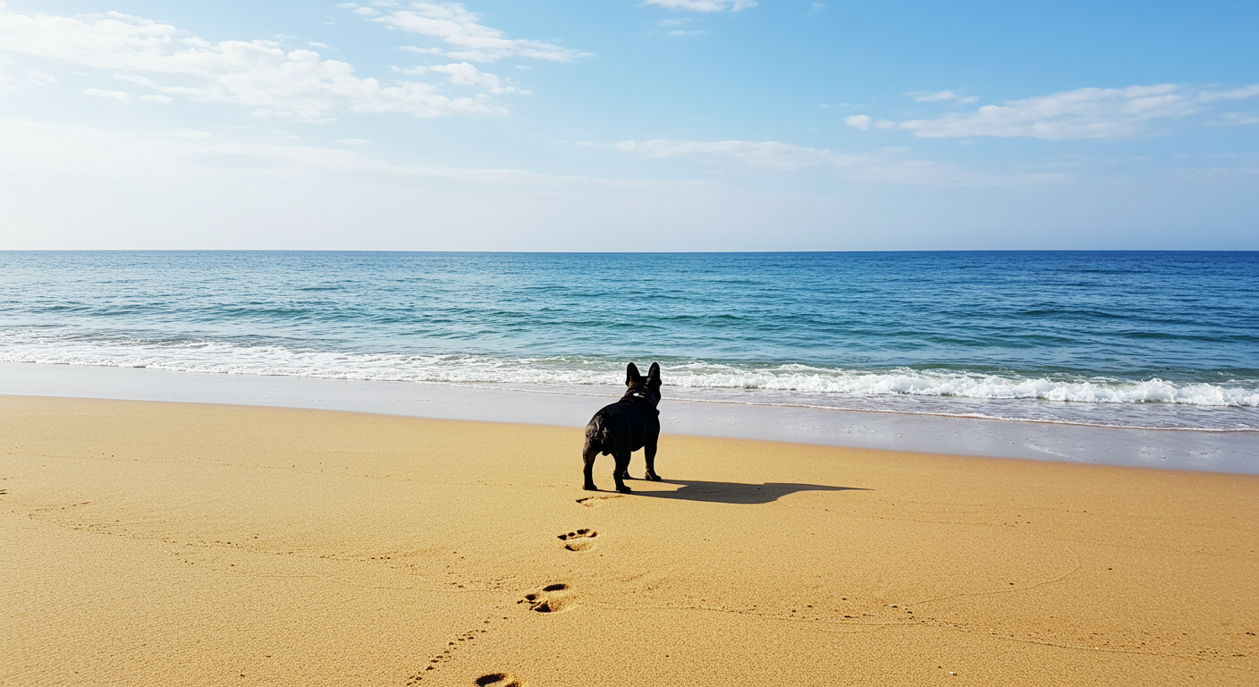 dog on the beach