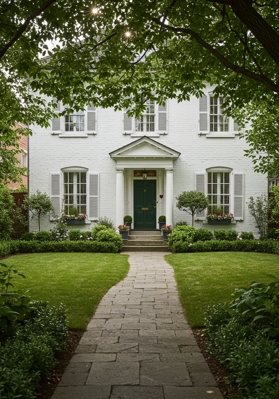 white brick georgian home