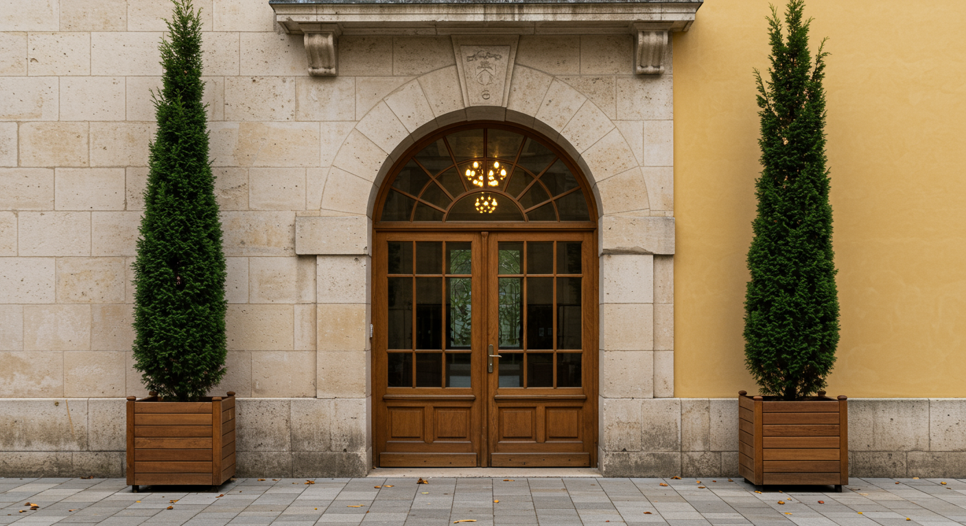 Baroque Entrance way with French Doors