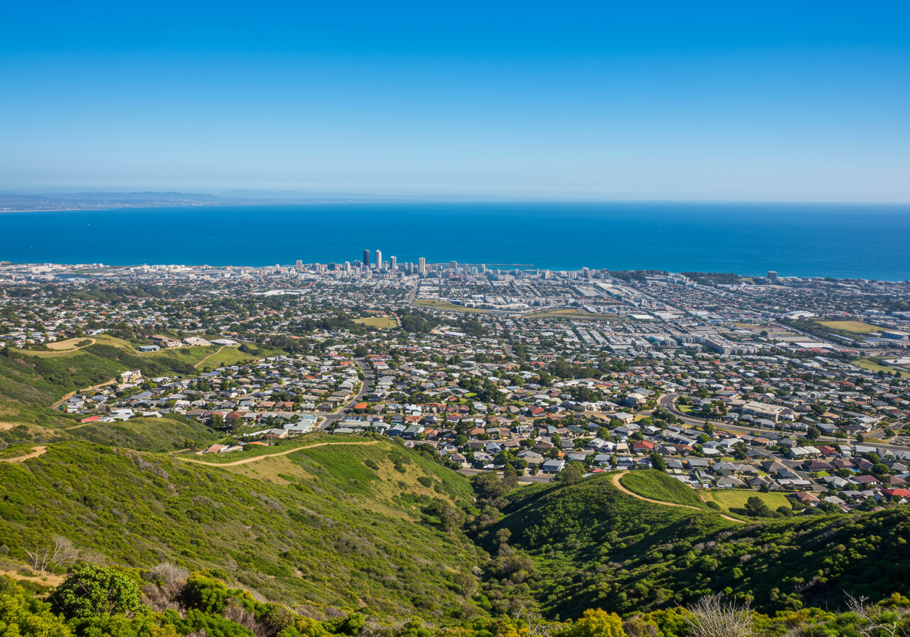 Aerial view of San Clemente homes looking over the ocean