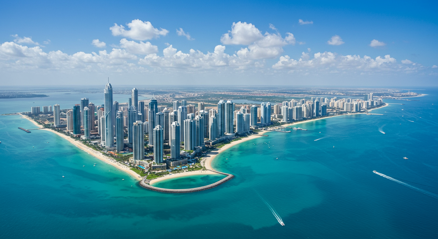Aerial Drone Panoramic of Downtown Miami
