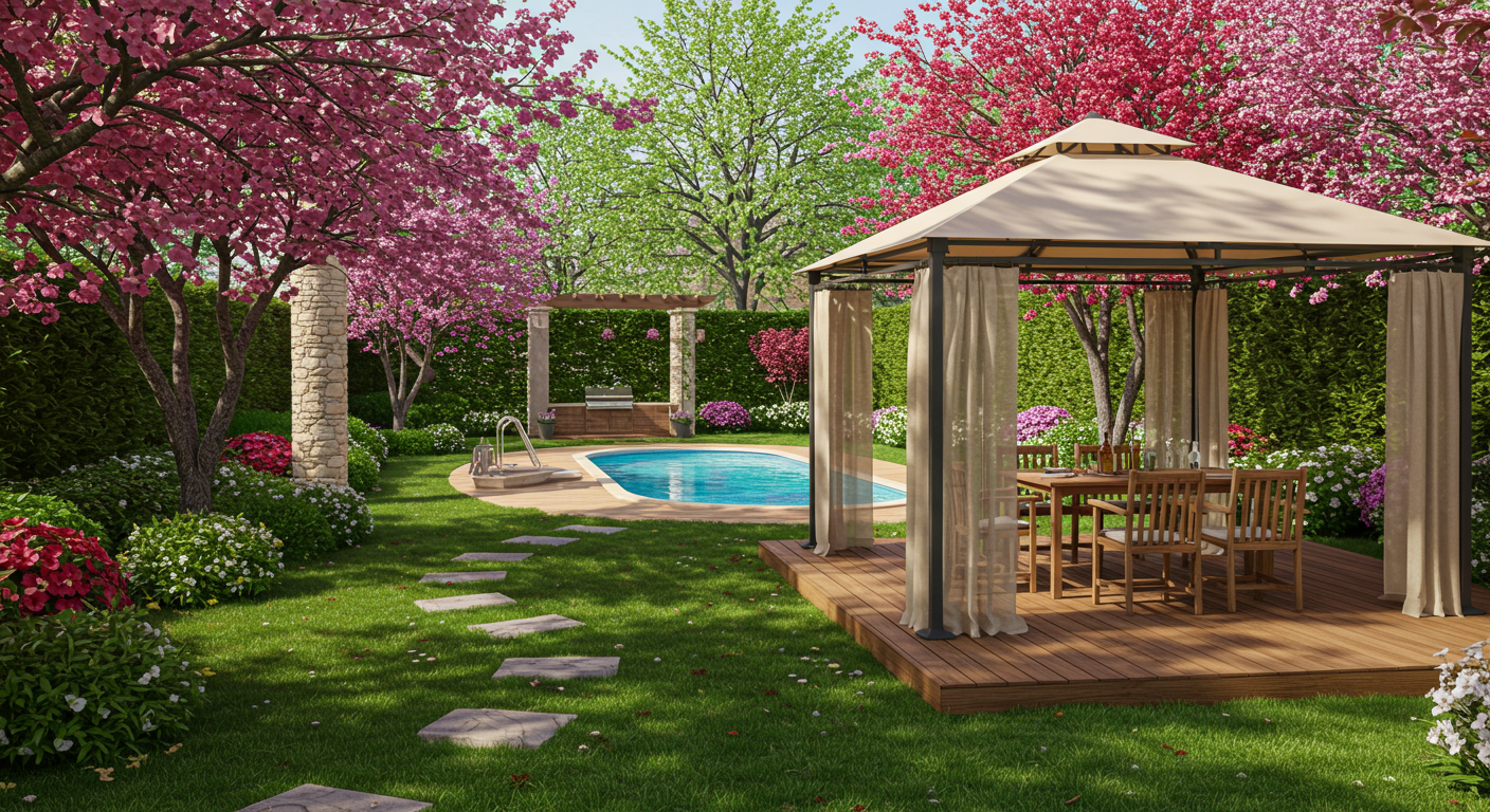 Backyard with Gazebo and Deck